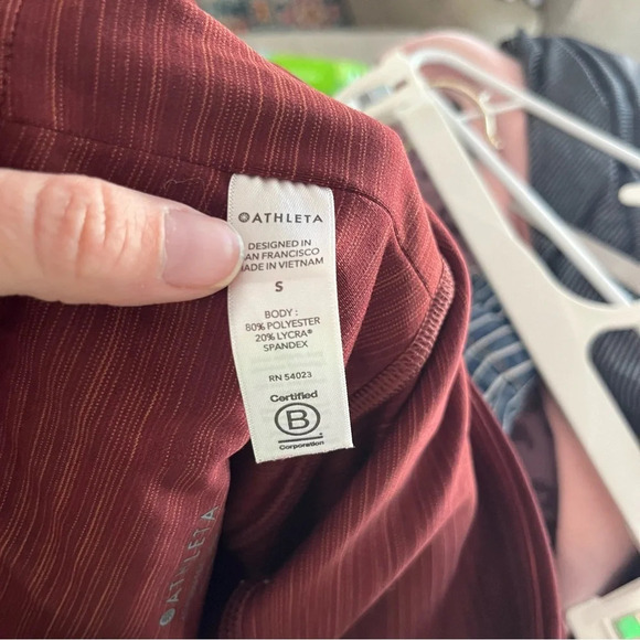 Athleta Leggings Women's Small Elation Textured 7/8 Tights Rust Orange Sporty - Picture 10 of 10